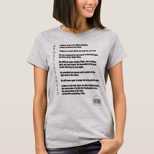 Women's Grey Short Sleeve "Apostle's Creed" T-Shirt (Front)