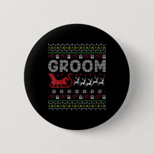 Womens Groom Bride Christmas Xmas Ugly Matching Co 6 Cm Round Badge