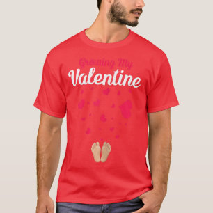 Womens Growing My Valentine Pregnancy Announcement T-Shirt