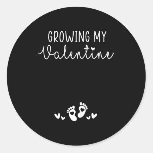 Womens Growing My Valentine Pregnancy New Mom Vale Classic Round Sticker