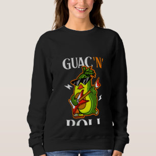 Womens Guac N' Roll Music Holy Guacamole Avocado Sweatshirt