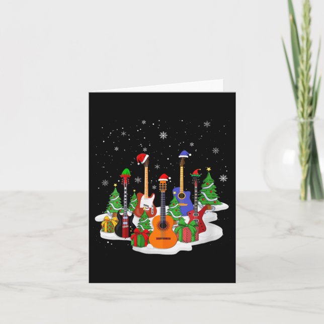 Womens Guitar Christmas Decor Musical Guitar Lover Card (Front)
