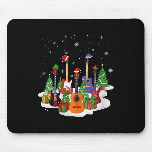 Womens Guitar Christmas Decor Musical Guitar Lover Mouse Pad (Front)