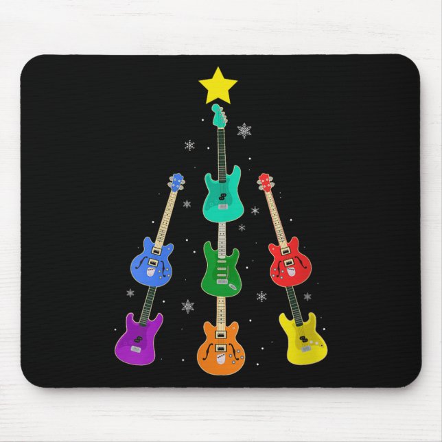Womens Guitar Christmas Tree Musical Guitar Lovers Mouse Pad (Front)