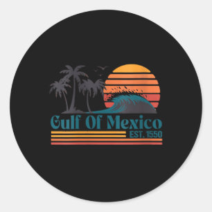 Womens Gulf Of Mexico Est 1550 Retro Vintage Beach Classic Round Sticker