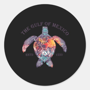 Womens Gulf Of Mexico Turtle Vintage Funny V-neck Classic Round Sticker