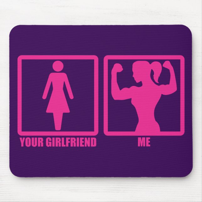 Women's Gym Humour, Does Your Girlfriend Even Lift Mouse Pad (Front)