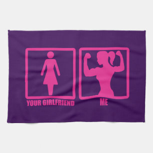 Women's Gym Humour, Does Your Girlfriend Even Lift Tea Towel