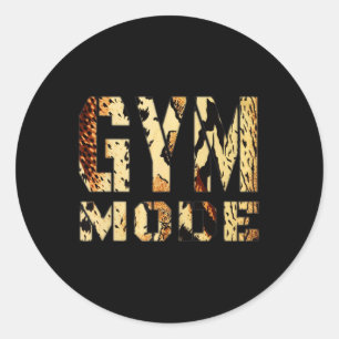 Womens Gym Workout Leopard Print Fitness Bodybuild Classic Round Sticker