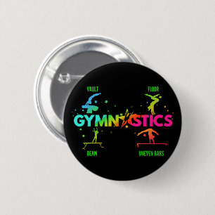 Women's Gymnastics Bars Beam Vault Floor 6 Cm Round Badge