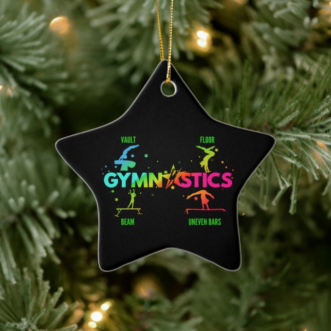 Women's Gymnastics Bars Beam Vault Floor Ceramic Ornament (Tree)