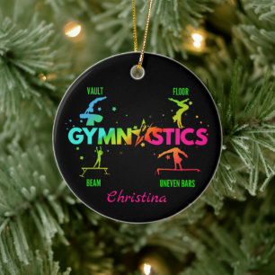Women's Gymnastics Bars Beam Vault Floor Ceramic Ornament