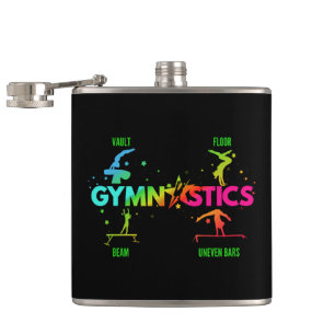 Women's Gymnastics Bars Beam Vault Floor Hip Flask