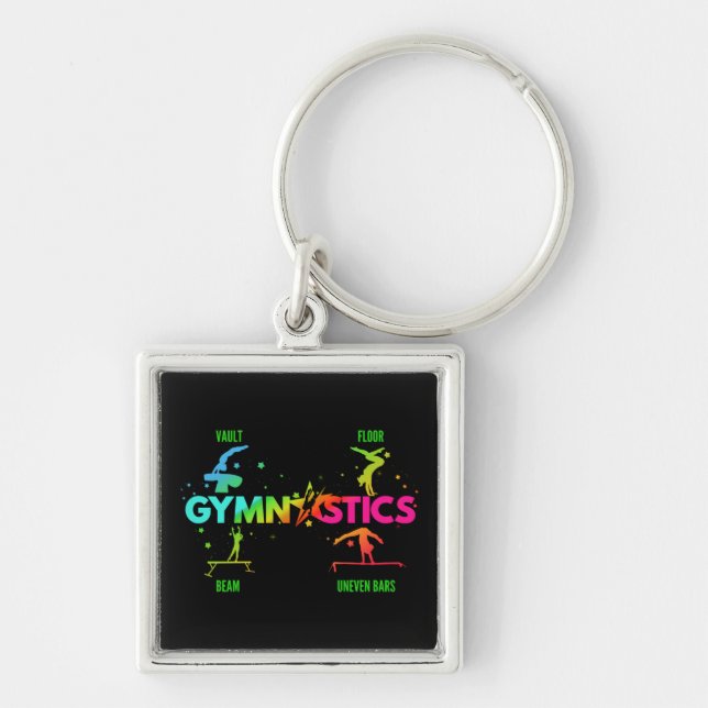 Women's Gymnastics Bars Beam Vault Floor Key Ring (Front)