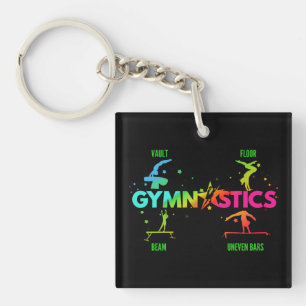 Women's Gymnastics Bars Beam Vault Floor Key Ring