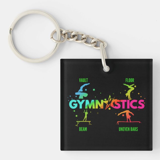 Women's Gymnastics Bars Beam Vault Floor Key Ring (Front)