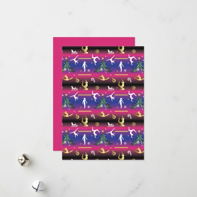 Women's Gymnastics Christmas Tree Holiday Card (Front/Back In Situ)
