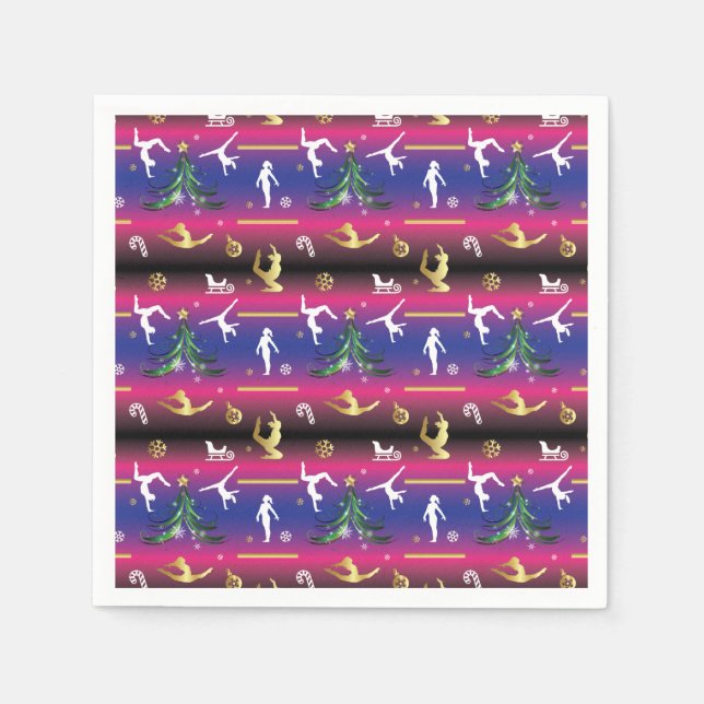 Women's Gymnastics Christmas Tree Napkin (Front)