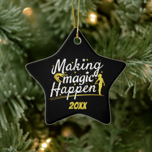 Women's Gymnastics Making Magic Happen Quote Ceramic Ornament