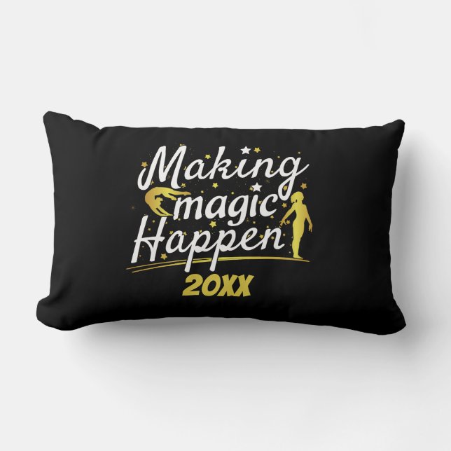 Women's Gymnastics Making Magic Happen Quote Lumbar Cushion (Front)