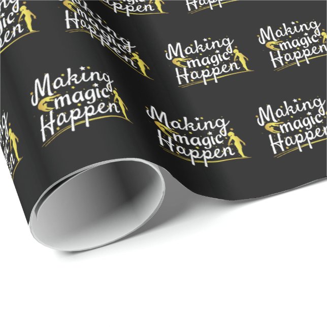 Women's Gymnastics Making Magic Happen Quote Wrapping Paper (Roll Corner)