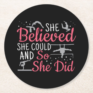 Women's Gymnastics - She Believed She Could Round Paper Coaster