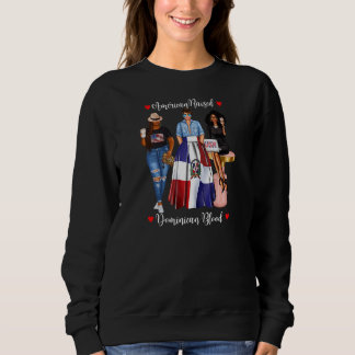 Womens Half American Half Dominican Republic Black Sweatshirt