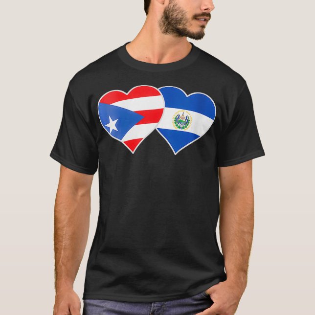 Womens Half Puerto Rican Half Salvadorian Flag Hea T-Shirt (Front)