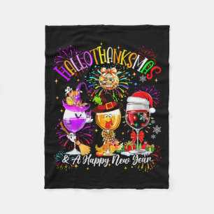 Womens Hallothanksmas &amp; A Happy New Year Firew Fleece Blanket