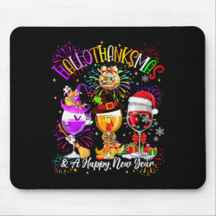 Womens Hallothanksmas &amp; A Happy New Year Firew Mouse Pad