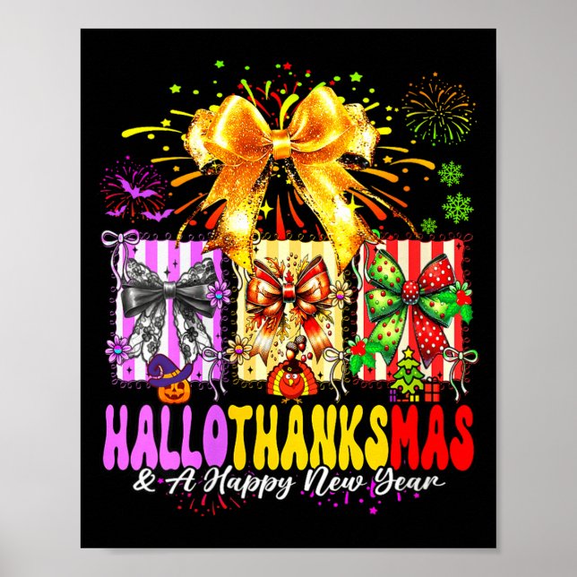 Womens Hallothanksmas &amp; A Happy New Years Eve  Poster (Front)