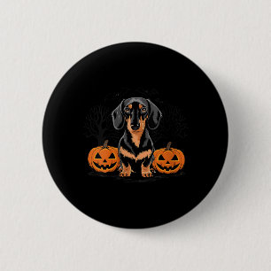 Womens Halloween Black And Tan Dachshund Dog With 6 Cm Round Badge