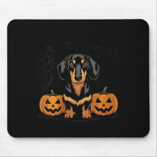 Womens Halloween Black And Tan Dachshund Dog With Mouse Pad