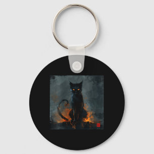 Womens Halloween Black Cat V-Neck Key Ring