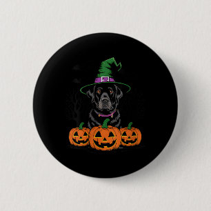 Womens Halloween Black Labrador Retriever Witch 6 Cm Round Badge