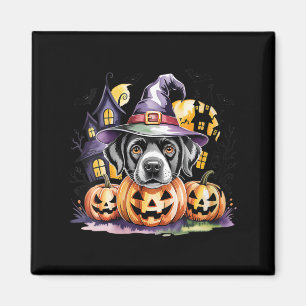 Womens Halloween Black Labrador Retriever Witch Magnet