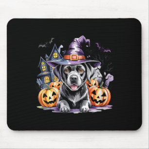 Womens Halloween Black Labrador Retriever Witch Mouse Pad