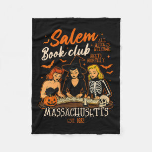Womens Halloween Book Reading Witch Salem Book Clu Fleece Blanket