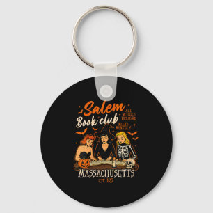 Womens Halloween Book Reading Witch Salem Book Clu Key Ring
