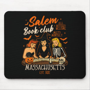 Womens Halloween Book Reading Witch Salem Book Clu Mouse Pad