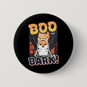 Womens Halloween Dog Boo Bark V-Neck 6 Cm Round Badge