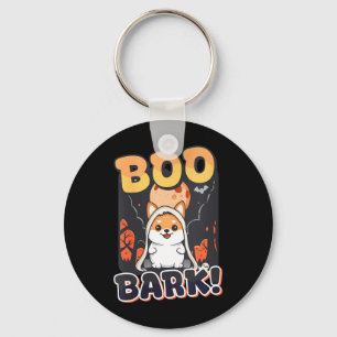 Womens Halloween Dog Boo Bark V-Neck Key Ring