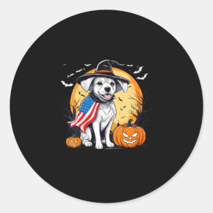 Women's halloween dog classic round sticker