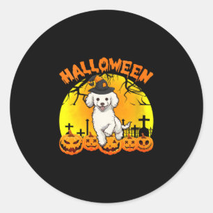 Women's halloween dog  classic round sticker