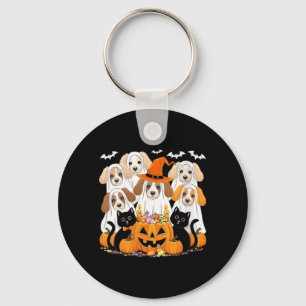 Womens Halloween Dog Dressed As Ghost Funny Key Ring