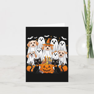 Womens Halloween Dog Dressed As Ghost Halloween Card