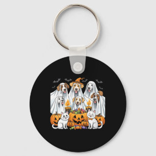 Womens Halloween Dog Ghost Funny Halloween Dog For Key Ring
