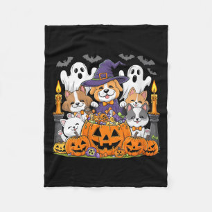 Womens Halloween Dog Ghost Halloween Dog Funny For Fleece Blanket