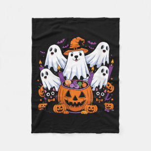 Womens Halloween Dog Ghost Halloween Dog Men Women Fleece Blanket