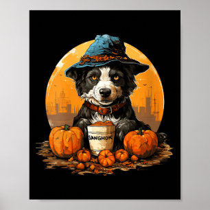Women's halloween dog poster